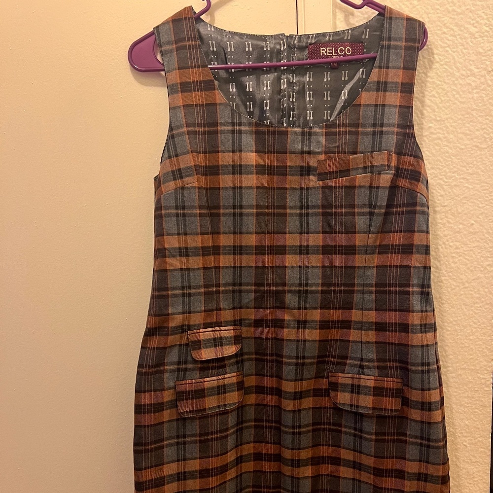 RELCO Vintage-Style Plaid Tunic Dress